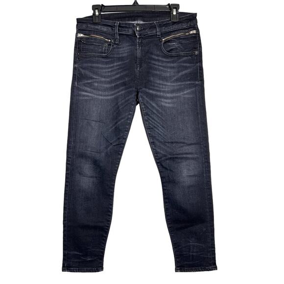 R13 Biker Boy Jeans SIZE 29 WAIST 32 x 26 Stardust Black Distressed Soft Denim